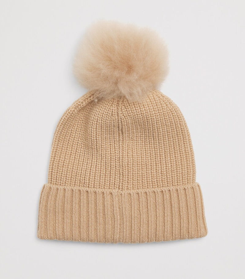 Moncler children's virgin wool pom-pom beanie, imported from the UK