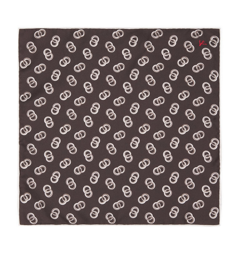 Isaia silk printed pocket square 33cm - British product