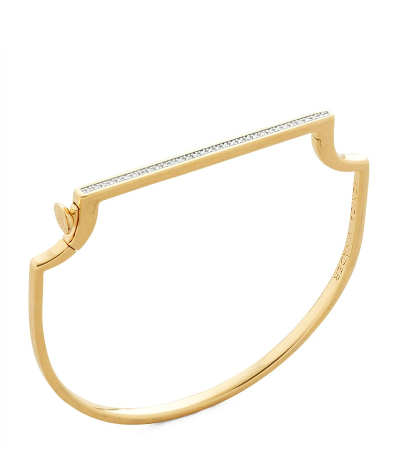 Monica Vinader gold vermeil diamond slim bangle, UK version