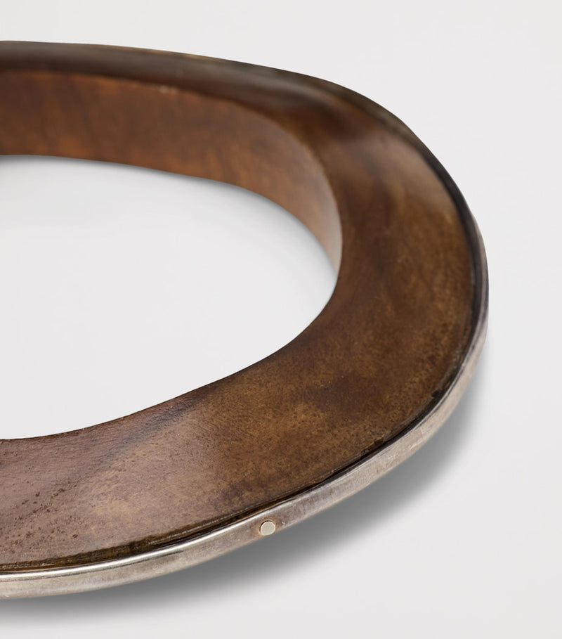 Ralph Lauren Collection asymmetrical cuff wood and silver-tone brass - British product