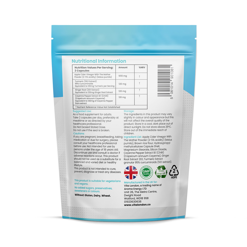 Apple cider vinegar complex with mother 1375mg capsules - British product