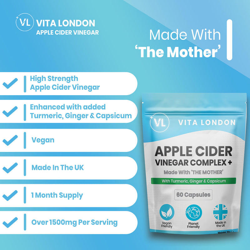 Apple cider vinegar complex with mother 1375mg capsules - British product