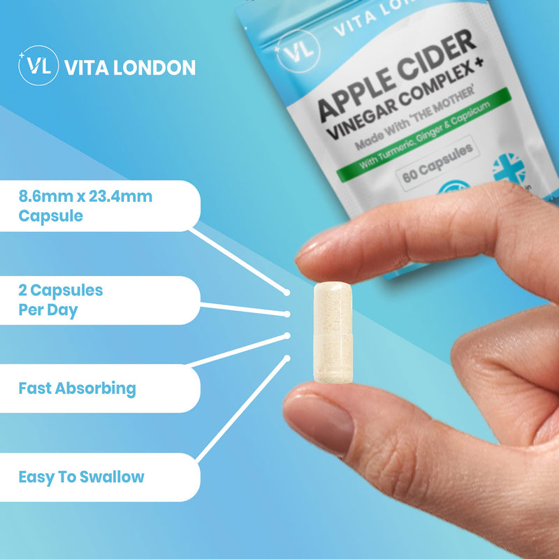 Apple cider vinegar complex with mother 1375mg capsules - British product