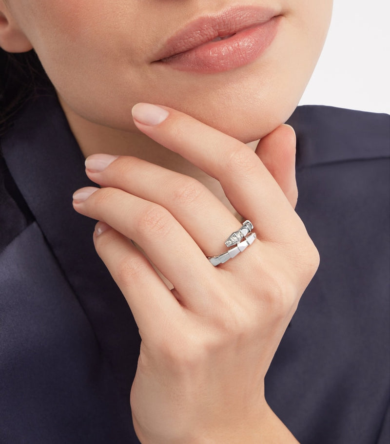 Bvlgari Serpenti Viper ring white gold diamonds, UK version