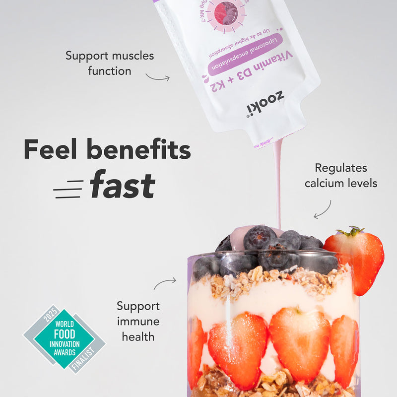 Zooki liposomal vitamin D3 K2 mixed berry 14 sachets (British brand)