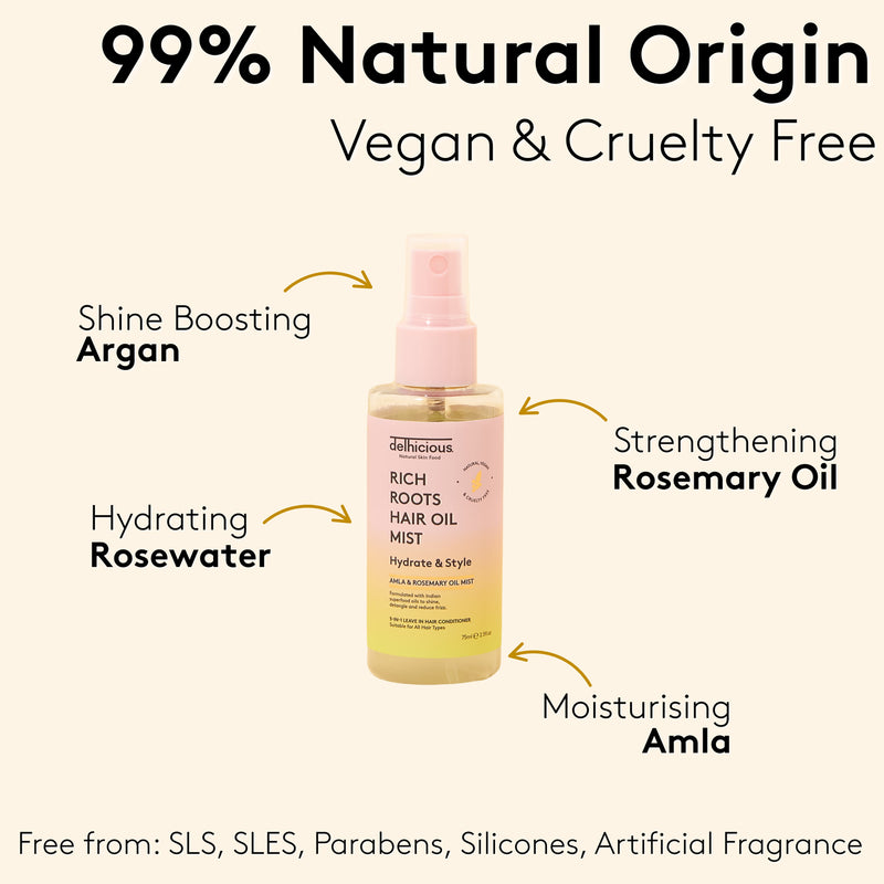 Delhicious 5-in-1 hair oil mist leave in conditioner 75ml - British product
