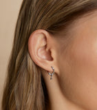 Astrid & Miyu white gold diamond quartz hoop earrings - British product