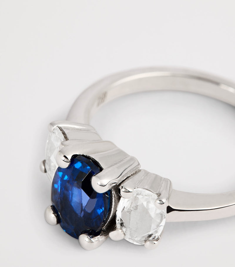 Suzanne Kalan one-of-a-kind ring with blue sapphire and diamonds - British product