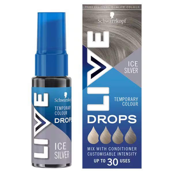 LIVE Hair Dye Drops Ice Silver 30ml, imported from the UK