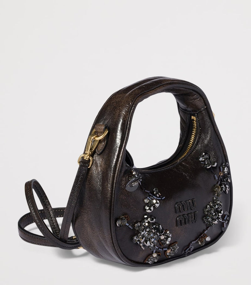 Miu Miu handbag Mini Leather Wander Top-Handle compact, imported from the UK