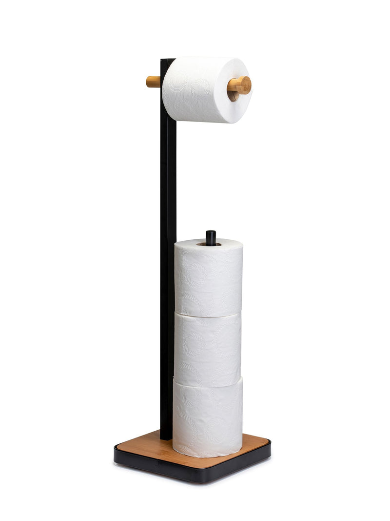 Croydex freestanding black toilet roll holder 61cm height - British product