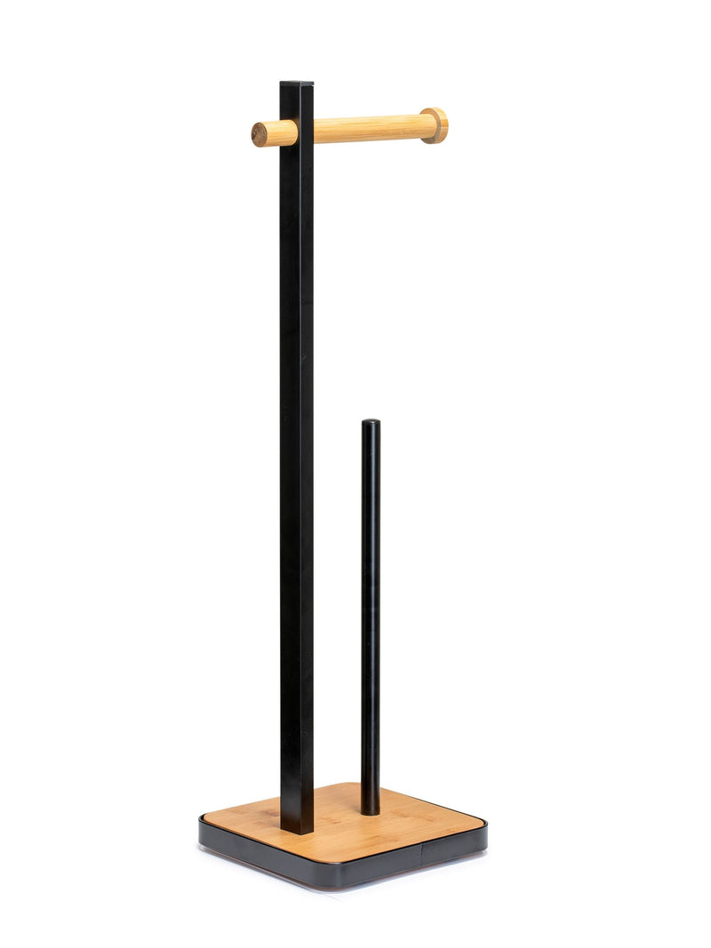 Croydex freestanding black toilet roll holder 61cm height - British product