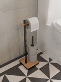 Croydex freestanding black toilet roll holder 61cm height - British product