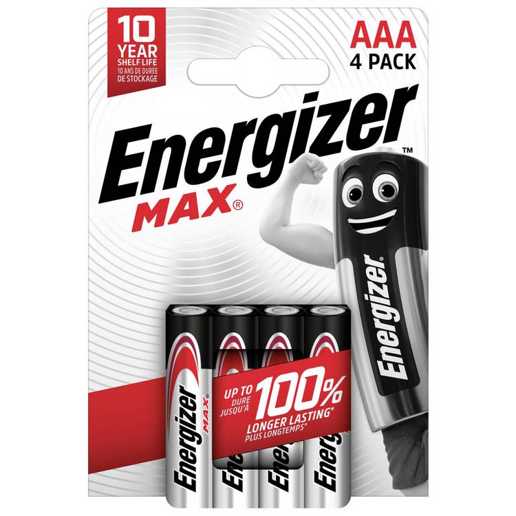 Energizer Max AAA batteries pack of 4, imported from the UK