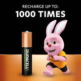 Duracell Plus rechargeable AAA batteries pack of 4, imported from the UK