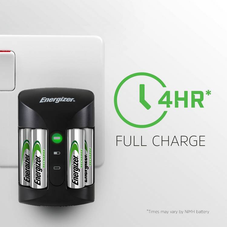 Energizer battery charger with 4 AA batteries, UK version