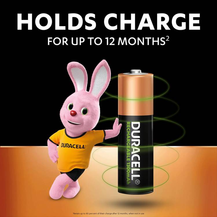 Duracell Plus AA rechargeable batteries pack of 4 - British product