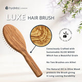 Hydrea London Olive Wood Anti-Static Detangling Hair Brush, UK version