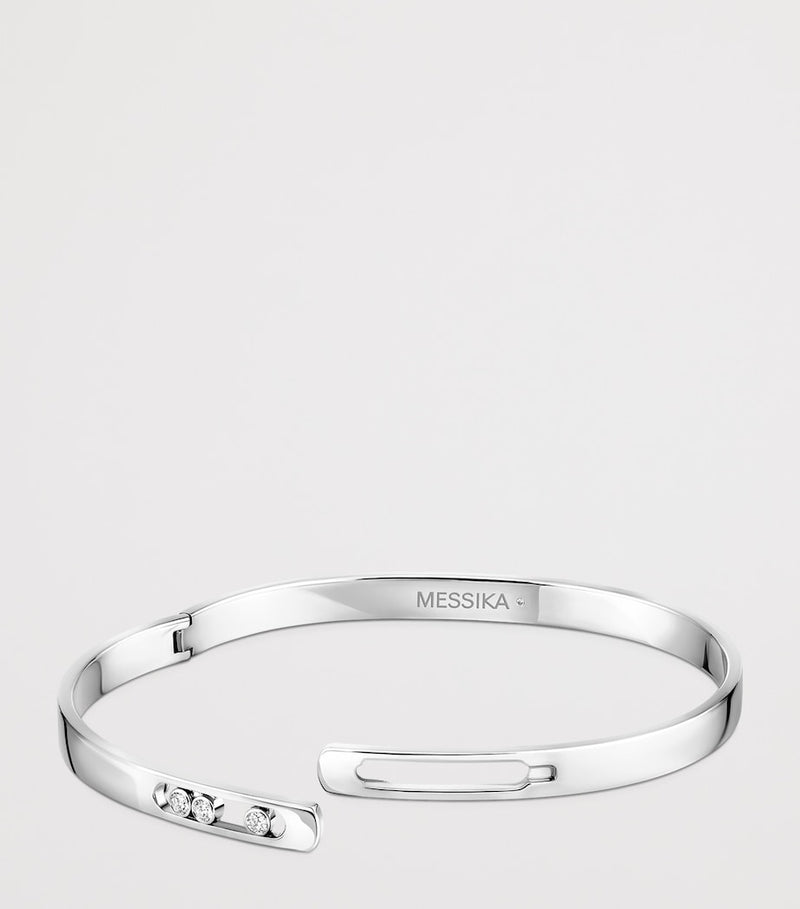 Messika Move Noa white gold bangle with 0.11ct diamonds, imported from the UK