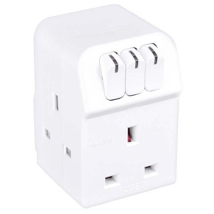 Masterplug 3-way switched adapter, UK version
