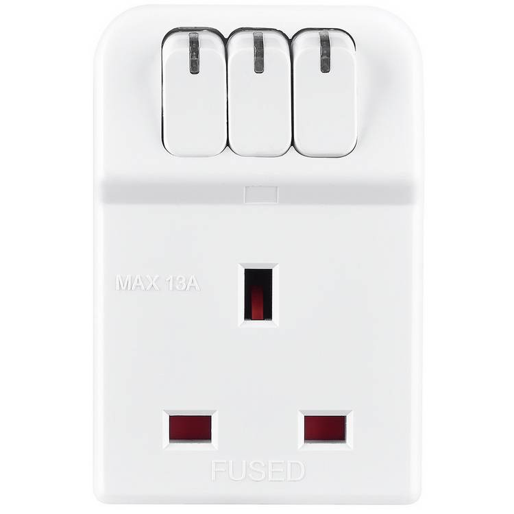 Masterplug 3-way switched adapter, UK version