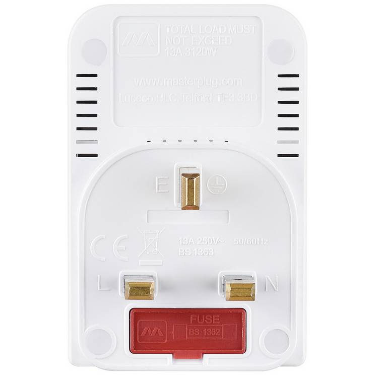 Masterplug 3-way switched adapter, UK version