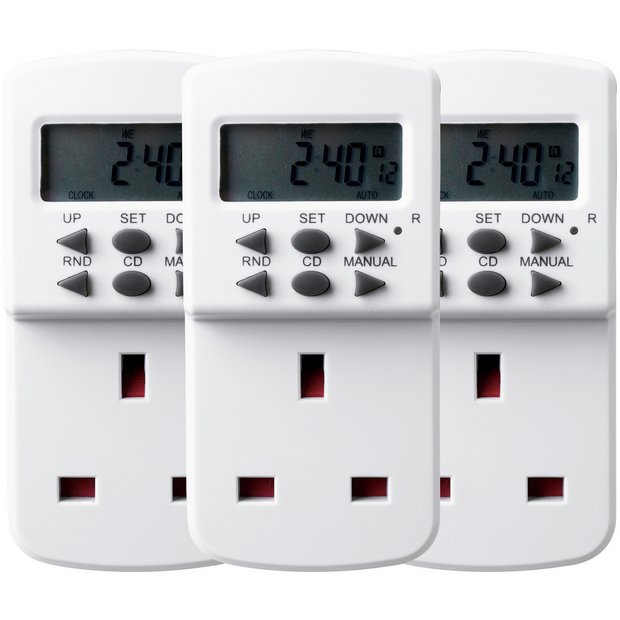 Masterplug 7-day timer triple pack, imported from the UK