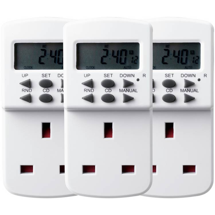 Masterplug 7-day timer triple pack, imported from the UK