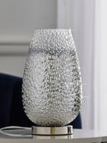 Monroe touch table lamp with chrome base and ombre glass shade, UK version