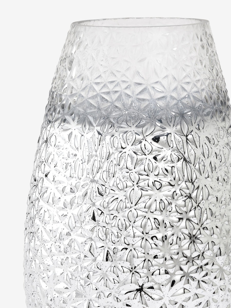 Monroe touch table lamp with chrome base and ombre glass shade, UK version