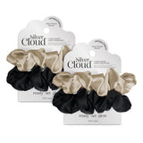 Silver Cloud large satin scrunchies silver infused double pack (British brand)