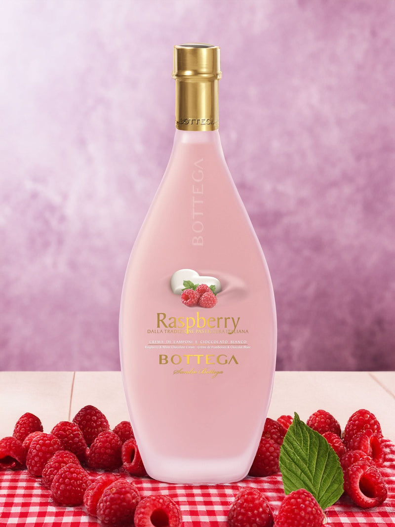 Bottega raspberry cream grappa liqueur 500ml, UK version