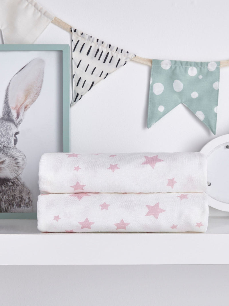 Silentnight pink stars cot bed fitted sheets 2 pack (British brand)