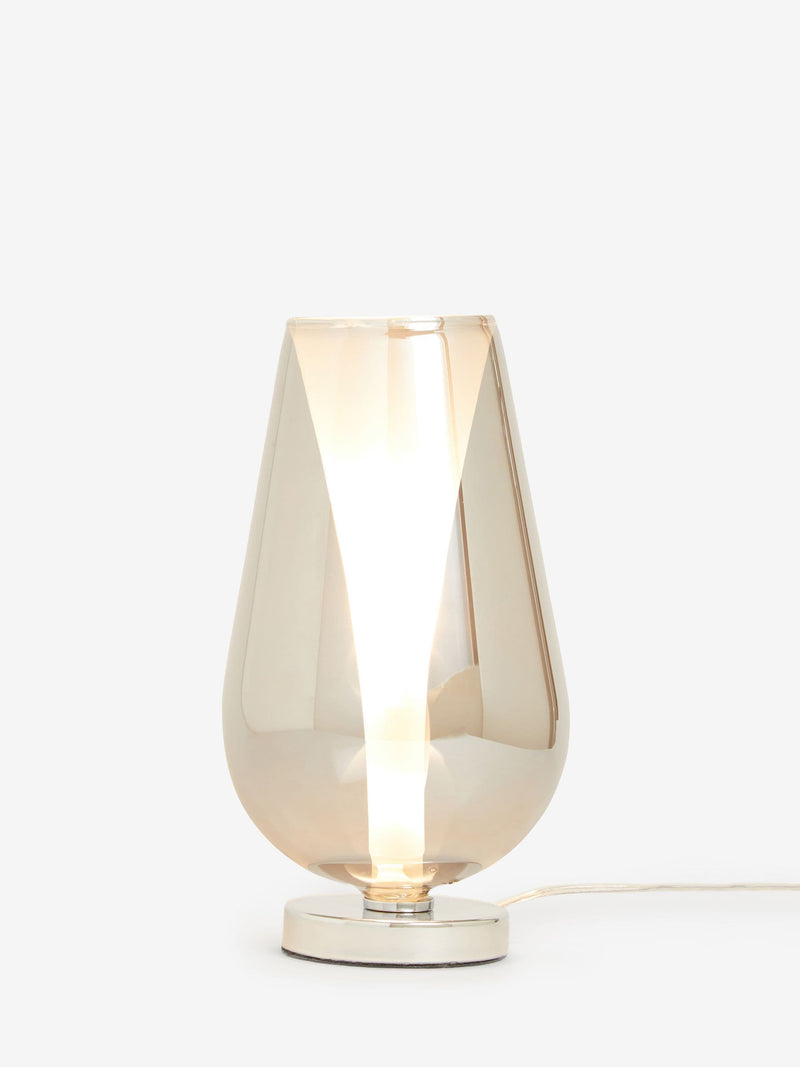Chrome Cooper large touch lamp with chrome and smoke glass - British product