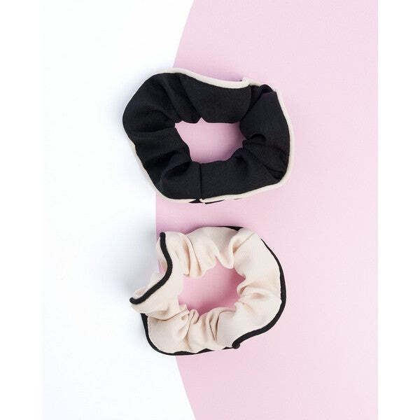 Brushworks Contrast Scrunchies Black Cream 2 Pack - British product
