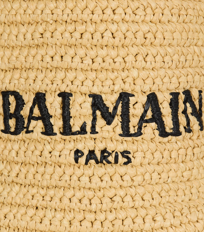 Balmain mini crochet woven tote bag with logo, UK version