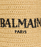 Balmain mini crochet woven tote bag with logo, UK version