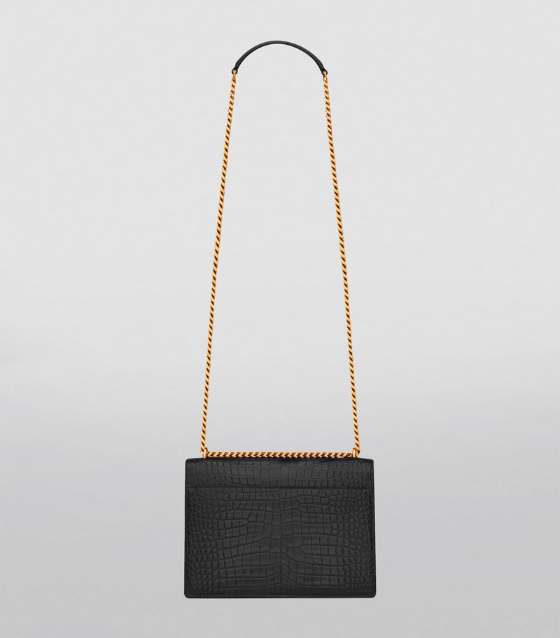 Saint Laurent croc-embossed shoulder bag medium Sunset - British product
