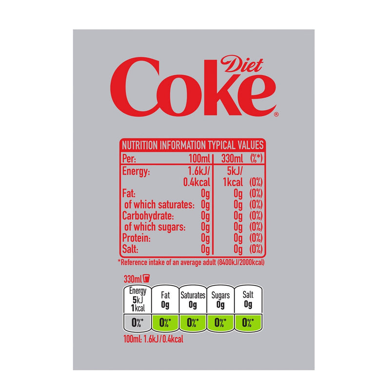 Diet Coke sugar-free cola 330ml cans 30 pack, imported from the UK