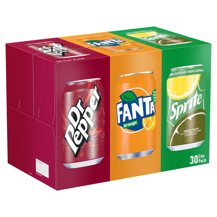 Fanta Dr Pepper Sprite variety pack 30 x 330ml, imported from the UK