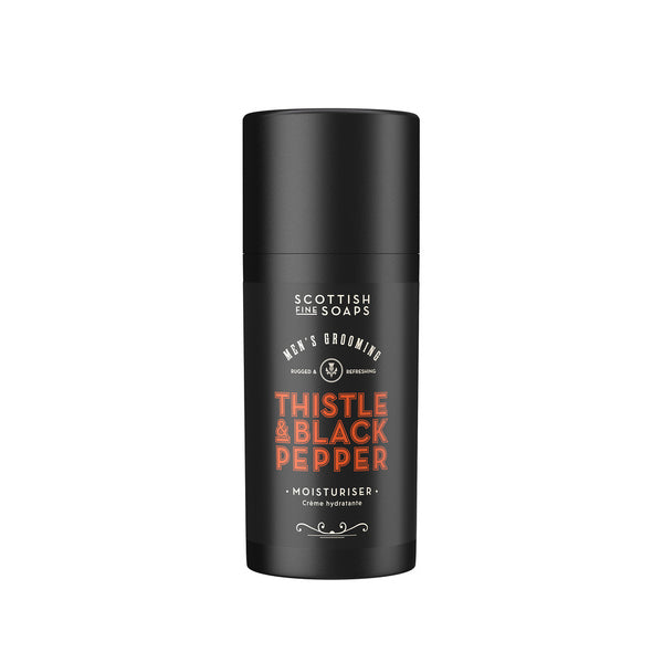 Scottish Fine Soaps Men's Moisturiser Thistle Black Pepper, imported from the UK