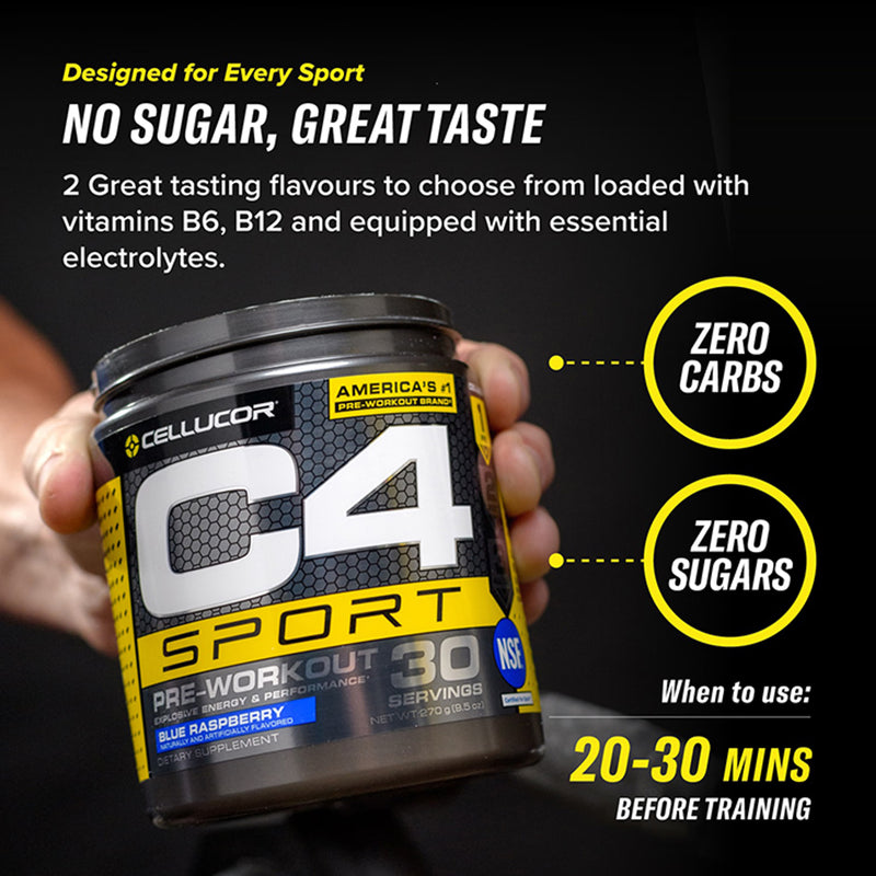 Cellucor C4 Sport Pre-Workout Icy Blue Raspberry 270g, UK version