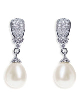 Next Ivory & Co Rhodium Serrano Pearl Classic Drop Earrings 2.5cm- Buy online at McGrocer
