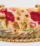 Valentino Garavani Small Silk Embellished Vain shoulder bag, imported from the UK