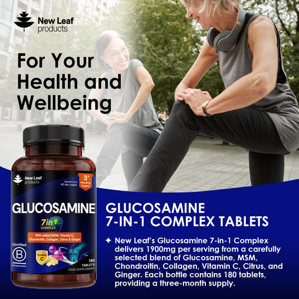New Leaf glucosamine 7-in-1 complex 180 tablets, imported from the UK