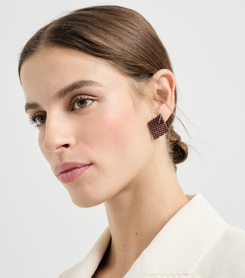 Brunello Cucinelli square hematite earrings 3cm, UK version