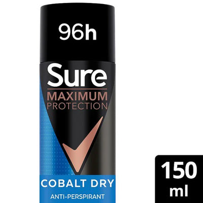 Superdrug Sure Maximum Protection Cobalt Dry Anti-Perspirant Spray 150ml- Buy online at McGrocer