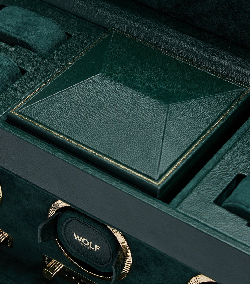 WOLF triple watch winder British Racing Green vegan leather, imported from the UK