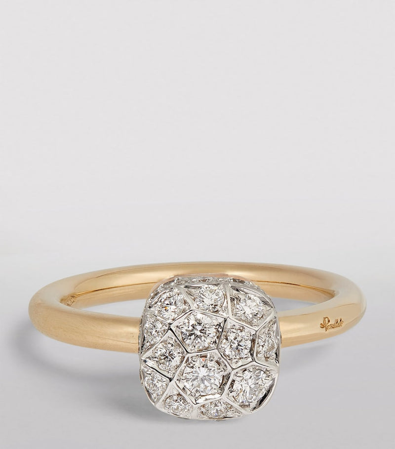 Pomellato Nudo Solitaire ring in rose and white gold diamonds - British product
