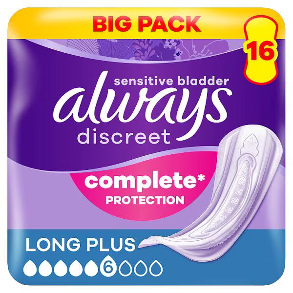 Always Discreet Incontinence Pads Long Plus 16 - British product